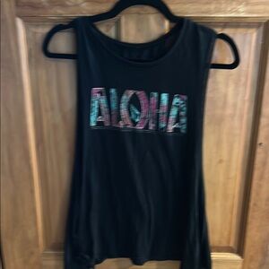 Black Aloha Sleeveless Top